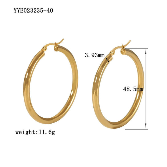 Simple Hollow Women's Earrings Stainless Steel 18K Gold Plated Geometric Electroplated