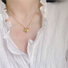 Simple Ins New Fashion Drum Love Heart Necklace For Women 18K Gold Plated Stainless Steel With Electroplating Design