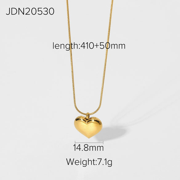 Simple Ins New Fashion Drum Love Heart Necklace For Women 18K Gold Plated Stainless Steel With Electroplating Design