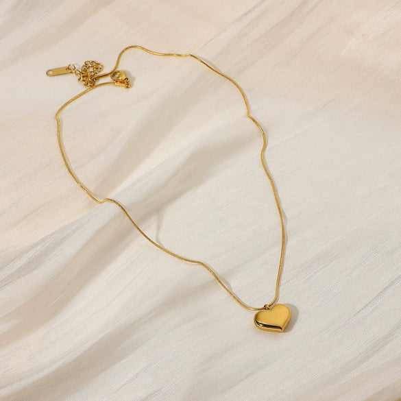 Simple Ins New Fashion Drum Love Heart Necklace For Women 18K Gold Plated Stainless Steel With Electroplating Design