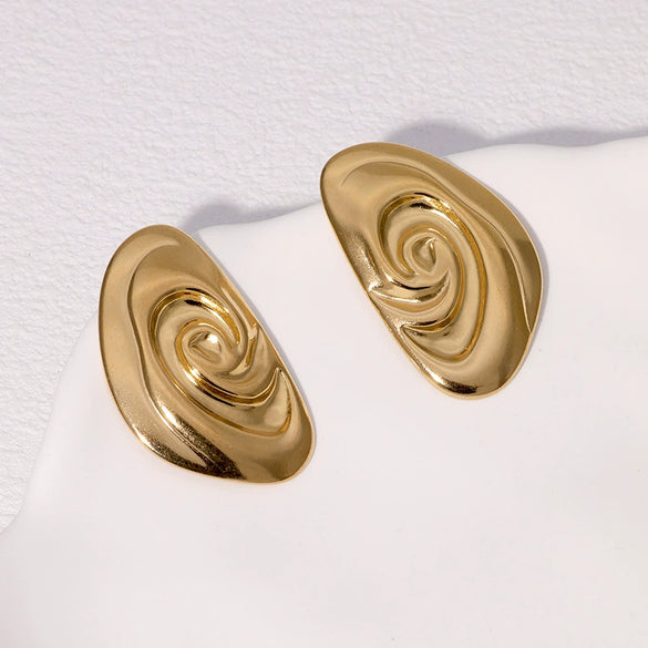 Simple Ins Niche Fashion Luxury Cochlea Conch Stainless Steel Earrings Gold Plated