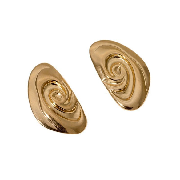 Simple Ins Niche Fashion Luxury Cochlea Conch Stainless Steel Earrings Gold Plated