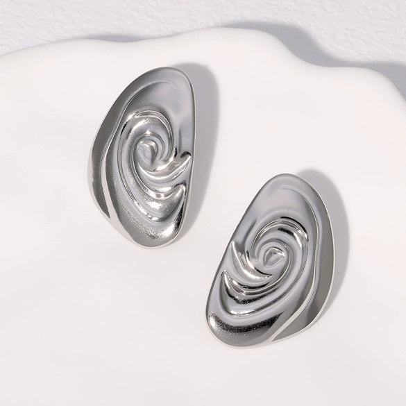 Simple Ins Niche Fashion Luxury Cochlea Conch Stainless Steel Earrings Gold Plated