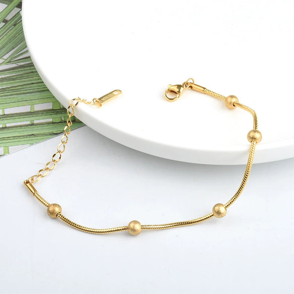 Simple Ins Style High Grade Titanium Steel Women's Bracelet With Solid Steel Ball And Geometric Design Electroplated