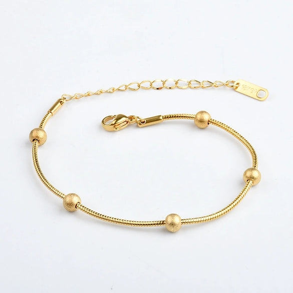 Simple Ins Style High Grade Titanium Steel Women's Bracelet With Solid Steel Ball And Geometric Design Electroplated