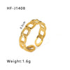 Simple Ins Style Leaf Geometric Hollow Flower 18K Gold Plated Snake Shaped Multi Layer Titanium Steel Ring For Women With Electroplating Process
