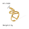Simple Ins Style Leaf Geometric Hollow Flower 18K Gold Plated Snake Shaped Multi Layer Titanium Steel Ring For Women With Electroplating Process