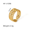 Simple Ins Style Leaf Geometric Hollow Flower 18K Gold Plated Snake Shaped Multi Layer Titanium Steel Ring For Women With Electroplating Process
