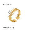 Simple Ins Style Leaf Geometric Hollow Flower 18K Gold Plated Snake Shaped Multi Layer Titanium Steel Ring For Women With Electroplating Process