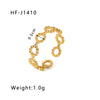 Simple Ins Style Leaf Geometric Hollow Flower 18K Gold Plated Snake Shaped Multi Layer Titanium Steel Ring For Women With Electroplating Process