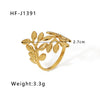 Simple Ins Style Leaf Geometric Hollow Flower 18K Gold Plated Snake Shaped Multi Layer Titanium Steel Ring For Women With Electroplating Process