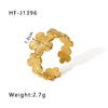 Simple Ins Style Leaf Geometric Hollow Flower 18K Gold Plated Snake Shaped Multi Layer Titanium Steel Ring For Women With Electroplating Process