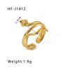 Simple Ins Style Leaf Geometric Hollow Flower 18K Gold Plated Snake Shaped Multi Layer Titanium Steel Ring For Women With Electroplating Process