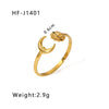 Simple Ins Style Leaf Geometric Hollow Flower 18K Gold Plated Snake Shaped Multi Layer Titanium Steel Ring For Women With Electroplating Process