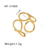 Simple Ins Style Leaf Geometric Hollow Flower 18K Gold Plated Snake Shaped Multi Layer Titanium Steel Ring For Women With Electroplating Process