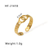 Simple Ins Style Leaf Geometric Hollow Flower 18K Gold Plated Snake Shaped Multi Layer Titanium Steel Ring For Women With Electroplating Process