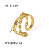 Simple Ins Style Leaf Geometric Hollow Flower 18K Gold Plated Snake Shaped Multi Layer Titanium Steel Ring For Women With Electroplating Process