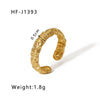 Simple Ins Style Leaf Geometric Hollow Flower 18K Gold Plated Snake Shaped Multi Layer Titanium Steel Ring For Women With Electroplating Process