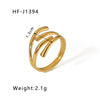 Simple Ins Style Leaf Geometric Hollow Flower 18K Gold Plated Snake Shaped Multi Layer Titanium Steel Ring For Women With Electroplating Process