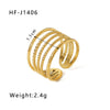 Simple Ins Style Leaf Geometric Hollow Flower 18K Gold Plated Snake Shaped Multi Layer Titanium Steel Ring For Women With Electroplating Process
