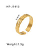 Simple Ins Style Leaf Geometric Hollow Flower 18K Gold Plated Snake Shaped Multi Layer Titanium Steel Ring For Women With Electroplating Process