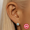 Simple Ins Style S925 Sterling Silver Blue Opal Flower Earrings With Water Drop Zircon And Set With Gemstones Processing