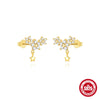 Simple Ins Style S925 Sterling Silver Blue Opal Flower Earrings With Water Drop Zircon And Set With Gemstones Processing