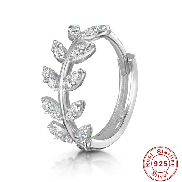 Simple Ins Style S925 Sterling Silver Cartilage Earrings With Zircon And Geometric Design