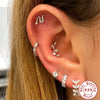 Simple Ins Style S925 Sterling Silver Cartilage Earrings With Zircon And Geometric Design