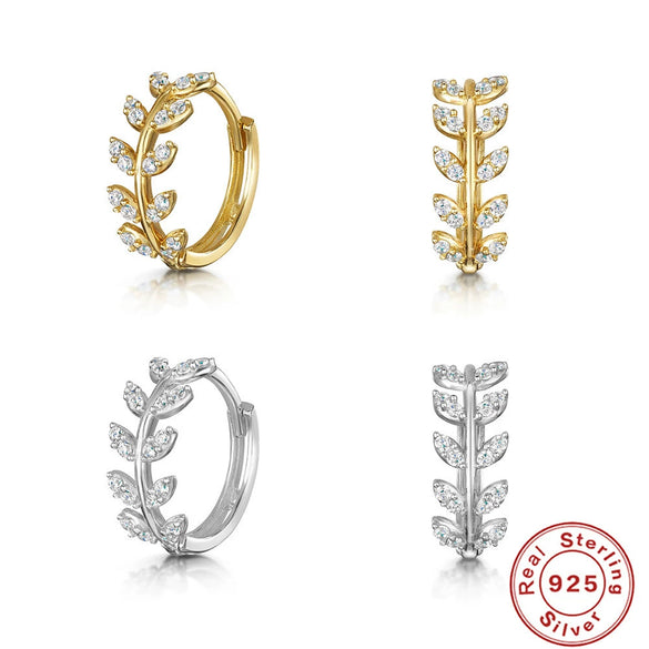 Simple Ins Style S925 Sterling Silver Cartilage Earrings With Zircon And Geometric Design