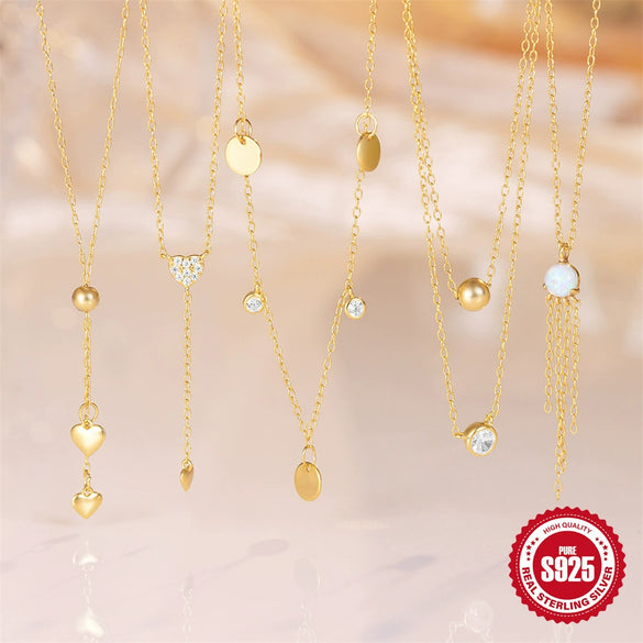 Simple Ins Style S925 Sterling Silver Cluster Triple Diamond Personality All Match Clavicle Necklace With Zircon And Geometric Design On O Chain