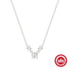 Simple Ins Style S925 Sterling Silver Cluster Triple Diamond Personality All Match Clavicle Necklace With Zircon And Geometric Design On O Chain