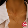 Simple Ins Style S925 Sterling Silver Double Layer Stacked Star Moon Geometric Unisex Daily Necklace With Zirconia Design