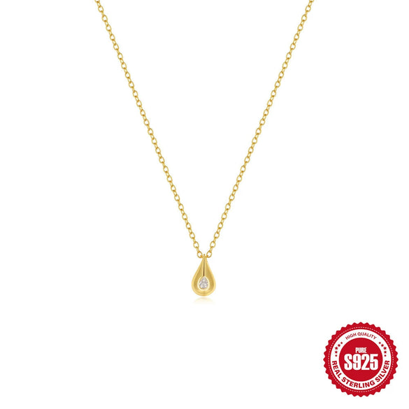 Simple Ins Style S925 Sterling Silver Drop Diamond Stacked Wear Collarbone Necklace With Zircon And Geometric Design