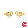 Simple Ins Style S925 Sterling Silver Geometric Star Zircon Love Opal Earrings With Electroplating For Women