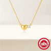Simple Ins Style S925 Sterling Silver Heart Shaped Diamond Studded Ladies O Chain Necklace With Electroplating