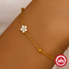 Simple Ins Style S925 Sterling Silver Petal Flower Women's Bracelet With Electroplating