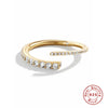 Simple Ins Style S925 Sterling Silver Single Row Inlaid Zircon Open Index Finger Geometric Joint Ring For Girlfriends And Couples