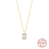 Simple Ins Style S925 Sterling Silver Square Tag Ladies Clavicle Necklace With Zircon And Electroplating Treatment