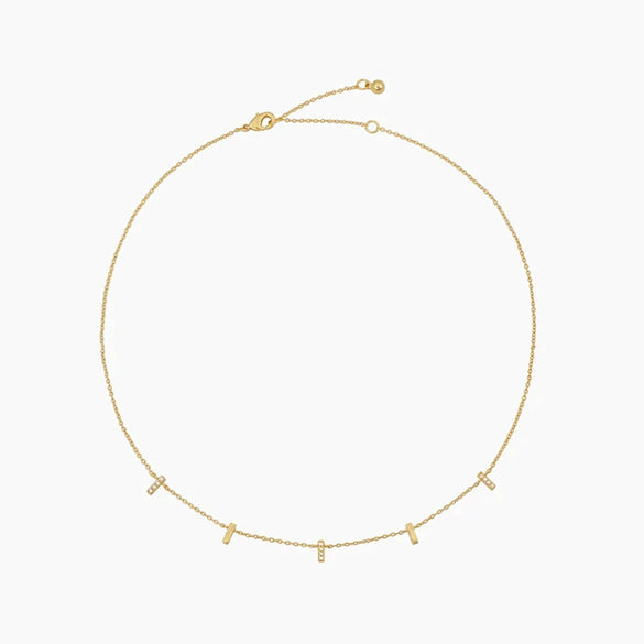 Simple Ins Style S925 Sterling Silver Straight And Diamond Stacked Women's Collarbone Necklace With Geometric Design And Electroplating