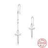 Simple Ins Style 925 Sterling Silver Geometric Tassel Dagger Earrings With Electroplating