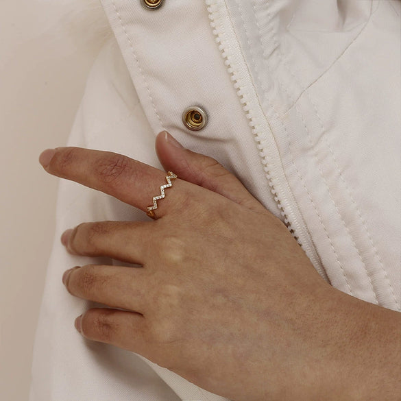 Simple Irregular Bracelet Ring Jewelry Copper Geometric Pattern Electroplating Women's Accessories