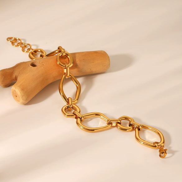 Simple Irregular Geometric Stainless Steel Women's Bracelet With Electroplating