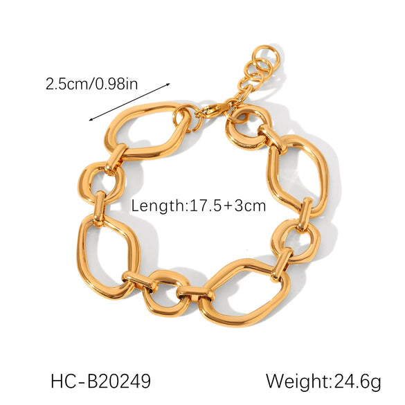 Simple Irregular Geometric Stainless Steel Women's Bracelet With Electroplating