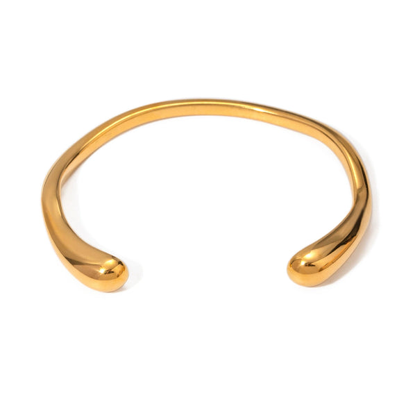 Simple Irregular Titanium Steel Open Bracelet 18K Gold Plated Original Design Geometric Style