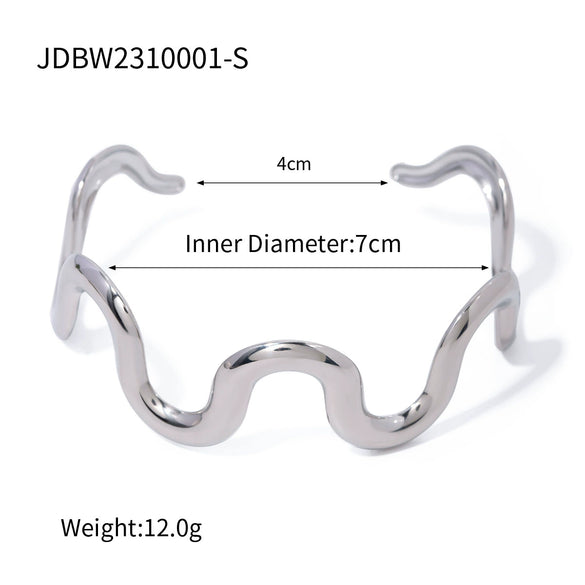 Simple Irregular Titanium Steel Wave Bracelet For Women Fashion Allmatch Stainless Steel 18K Gold Plated Geometric Design