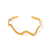 Simple Irregular Titanium Steel Women's Fashion Open Bracelet With Wave And Hammer Pattern Electroplated Stainless Steel