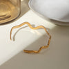 Simple Irregular Titanium Steel Women's Fashion Open Bracelet With Wave And Hammer Pattern Electroplated Stainless Steel