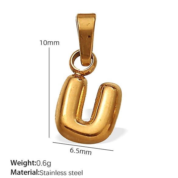 Simple Jewelry Accessories 316L Stainless Steel Mini Bubble Letter Pendant Plated 18K Gold Electroplated