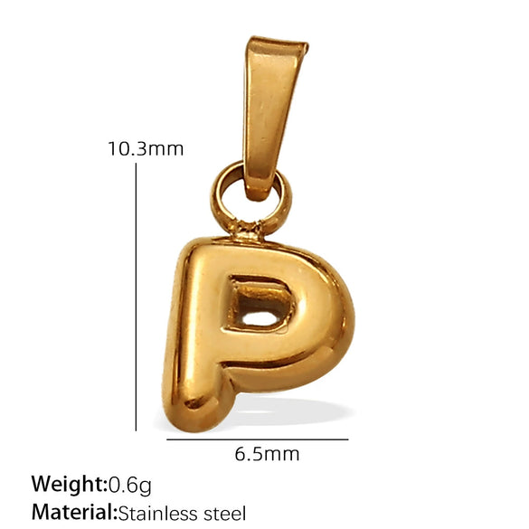 Simple Jewelry Accessories 316L Stainless Steel Mini Bubble Letter Pendant Plated 18K Gold Electroplated